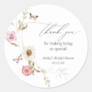 Wildflower Meadow Wreath Bridal Shower Classic Round Sticker