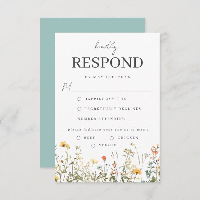 Wildflower Meal Choice RSVP Card (Front/Back)