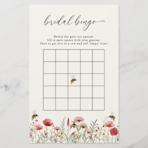 Wildflower Meant To Bee Bridal Bingo Game Card
