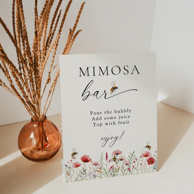 Wildflower Meant To Bee Mimosa Bar Bridal Shower Pedestal Sign (Creator Uploaded)