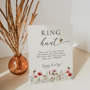 Wildflower Meant To Bee Ring Hunt Bridal Shower Pedestal Sign