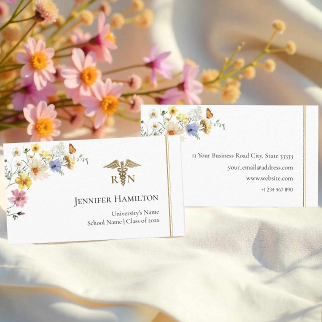 Wildflower Medical Nursing School Grad Name Card (Creator Uploaded)