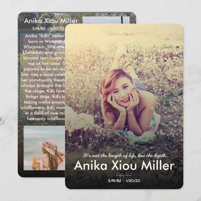 Wildflower Memorial Flat Card (Front/Back)