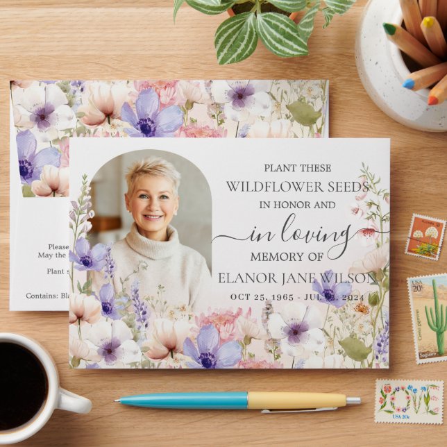 Wildflower Memorial Funeral Arch Photo Seed Packet Envelope (Desk)