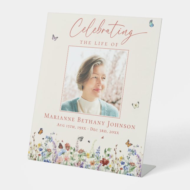 Wildflower Memorial Funeral  Pedestal Sign (Front)