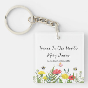 Wildflower Memorial Funeral Photo Key Ring