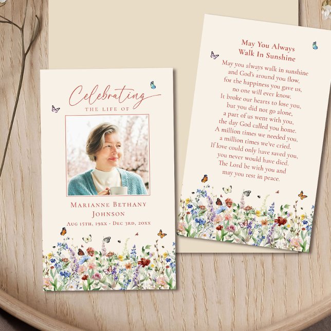 Wildflower Memorial Funeral Prayer Card (Creator Uploaded)