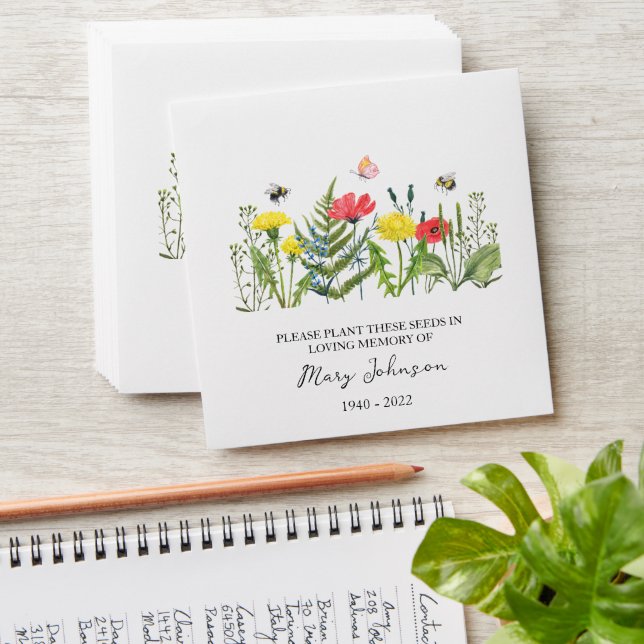 Wildflower Memorial Funeral Seed Envelope (Stacked)