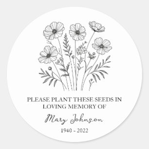 Wildflower Memorial Funeral Seed Packet Classic Round Sticker