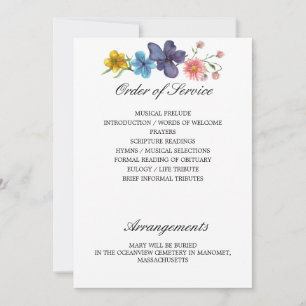 Wildflower Memorial Program Sides 3 and 4 Invitation