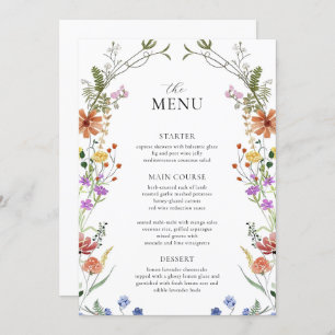 Wildflower Menu Template, Garden party bridal show Invitation