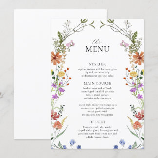Wildflower Menu Template, Garden party bridal show Invitation