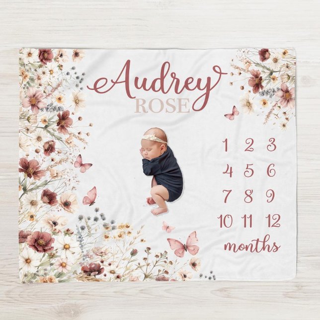 Wildflower Milestone Blanket Baby Girl Month BlanK (Creator Uploaded)