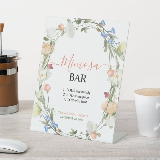 Wildflower Mimosa Bar Pedestal Sign (In SItu)