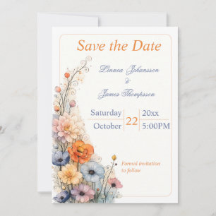 Wildflower Minimal Garden Romantic Wedding  Save The Date