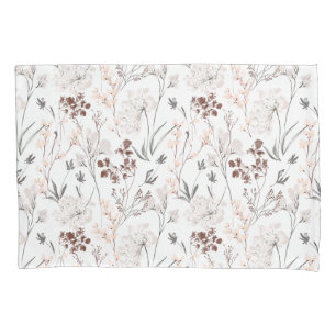 Wildflower minimalist elegant leaves soft floral pillowcase