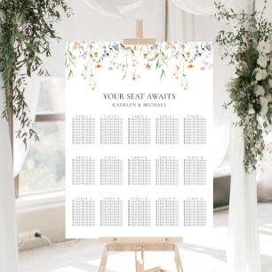 Wildflower Minimalist Wedding 15 Table Seating Poster