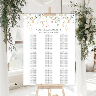Wildflower Minimalist Wedding 18 Table Seating Poster