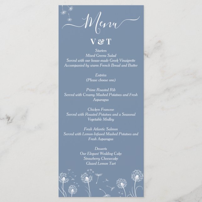 Wildflower Minimalist Wedding Menu (Front)