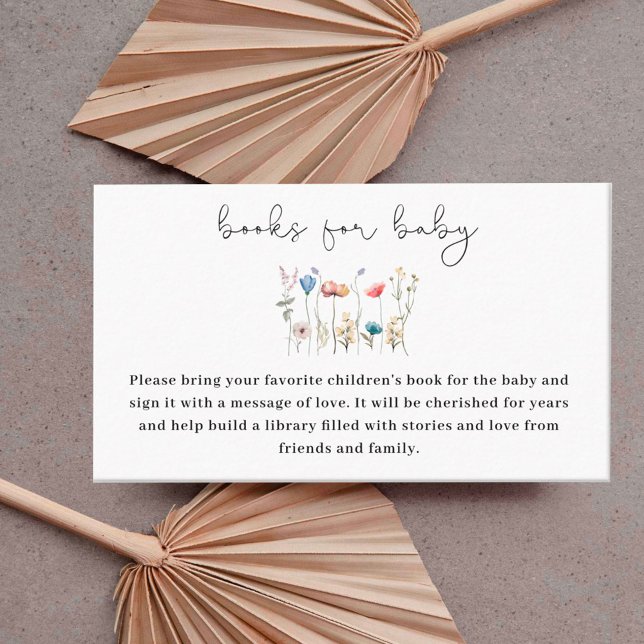 Wildflower Minimalistic Baby Shower Book for Baby Enclosure Card (Creator Uploaded)
