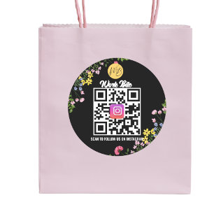 Wildflower Modern Business Instagram Qr Code  Classic Round Sticker