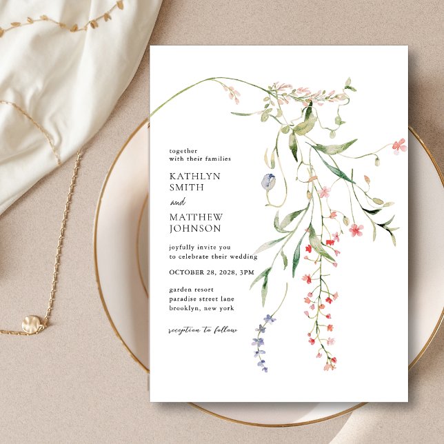 Wildflower Modern Colourful Floral Arch Wedding Invitation (Creator Uploaded)