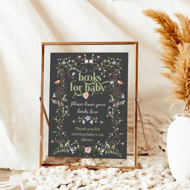 Wildflower Modern Floral Baby Shower Book Poster (Creator Uploaded)