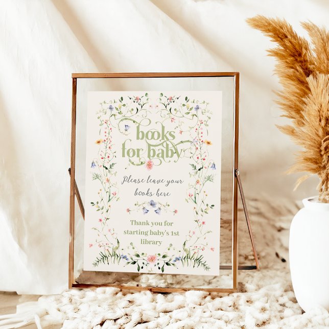 Wildflower Modern Floral Baby Shower Book Poster (Creator Uploaded)