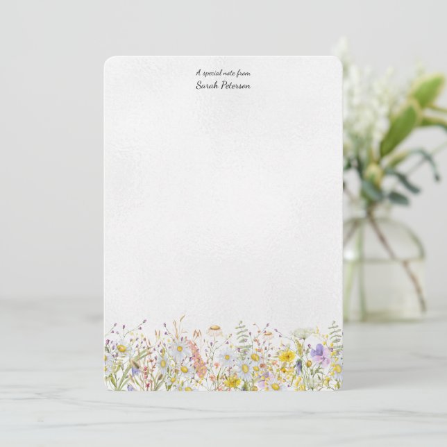 Wildflower Modern Floral Botanical Personalised Card (Standing Front)