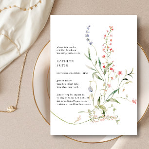 Wildflower Modern Floral Garden Bridal Luncheon Invitation