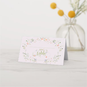 Wildflower Modern Floral Neutral Baby Shower Place Card