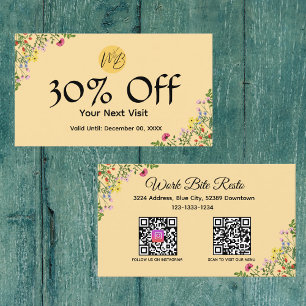 Wildflower Modern Restaurant Qr Code Menu and Discount Card