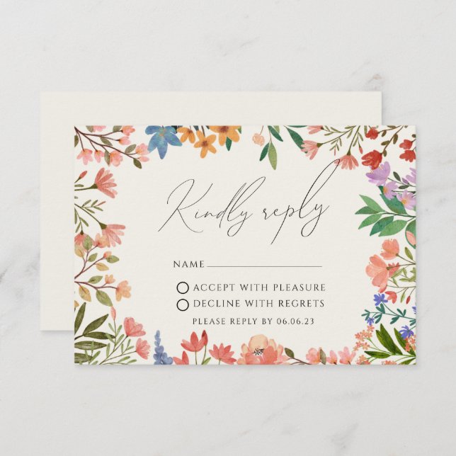 Wildflower Modern Wedding RSVP Card (Front/Back)