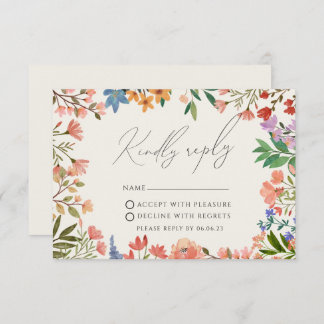 Wildflower Modern Wedding RSVP Card