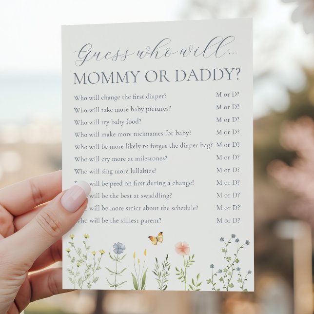 Wildflower Mommy or Daddy Baby Shower Game Advice Card (Creator Uploaded)