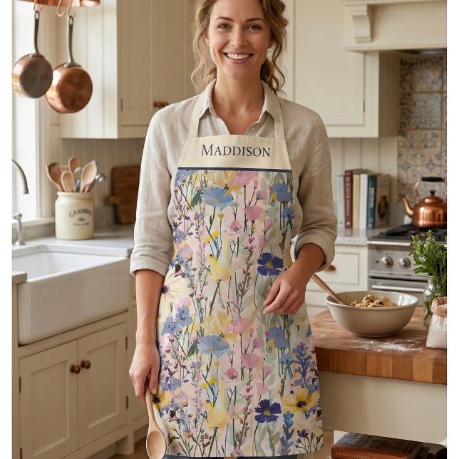 Wildflower Monogram Botanical Apron (Creator Uploaded)