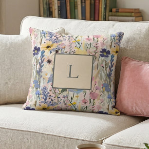 Wildflower Monogram Botanical Cushion