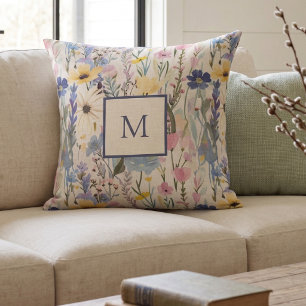 Wildflower Monogram Botanical Cushion