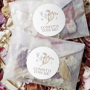 Wildflower monogram confetti toss me fall wedding classic round sticker