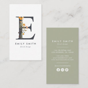 Wildflower Monogram E Business Card