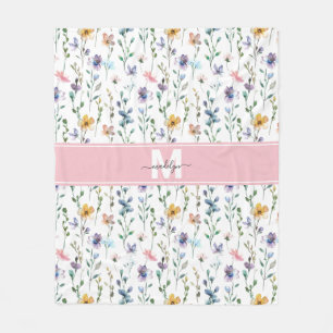 Wildflower Monogram Fleece Blanket