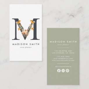 Wildflower Monogram M Business Card