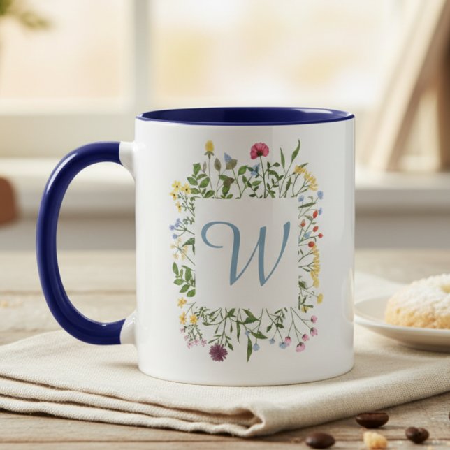 Wildflower Monogram – Mother's Day Gift for her Mug (Monogram floral coffee mug)