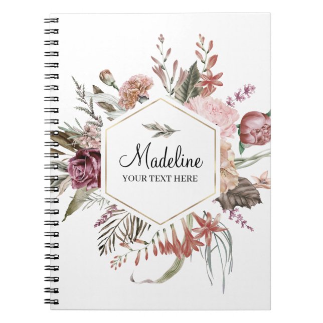 Wildflower Monogram Name Notebook (Front)