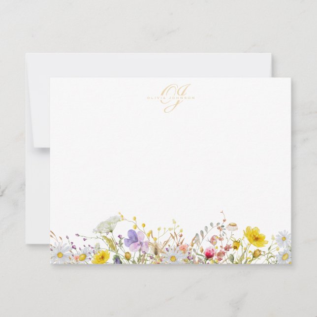 Wildflower Monogram Note Card (Front)