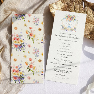 Wildflower Monogram   Ornate Boho Wedding Program Programme