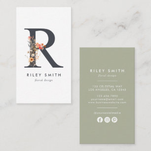 Wildflower Monogram R Business Card
