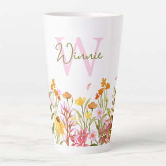 Wildflower Monogram Tall Latte Mug