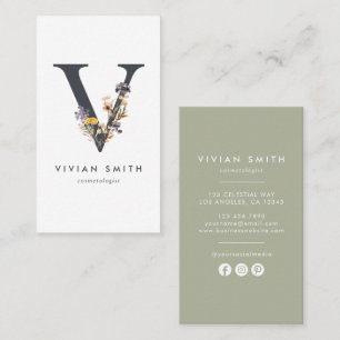 Wildflower Monogram V Business Card