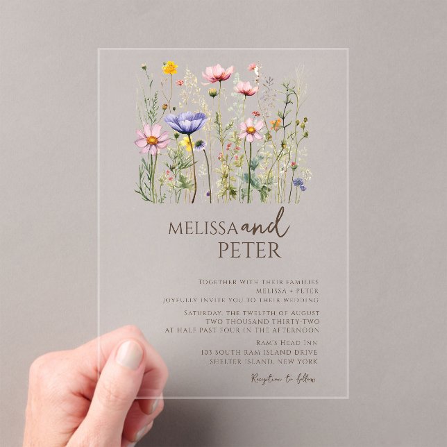 Wildflower Monogram Wedding  Acrylic Invitations (Insitu (Handheld))
